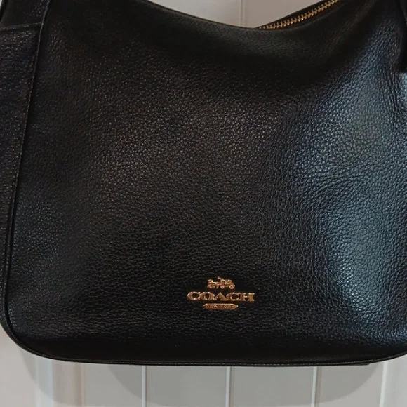 Coach (Rori) Black Leather Shoulder Bag with Gold Hardware - Picture 2 of 8